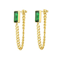 Green chain earrings_5515