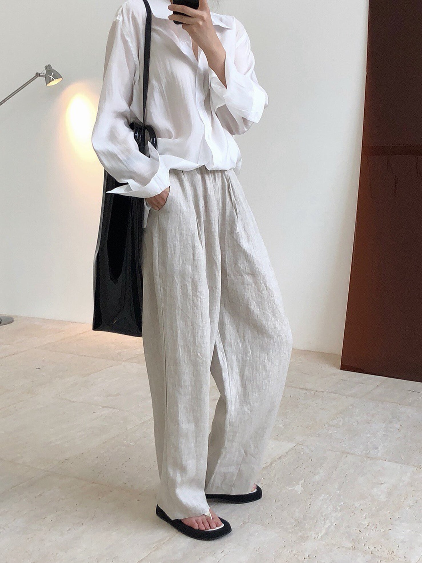 Casual linen lazy pants_5729