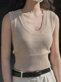 U Neck Knit Tank Top_BDHL4406