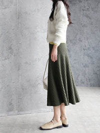 Herringbone Knit Middle Skirt HL4235