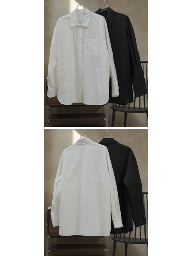 Basic Oversized Long Sleeve Shirt_BDHL4404