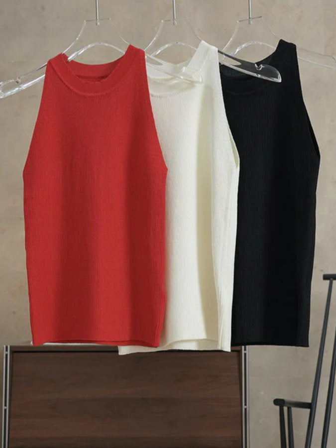 Crew Neck Ribbed Tank Top_BDHL4405