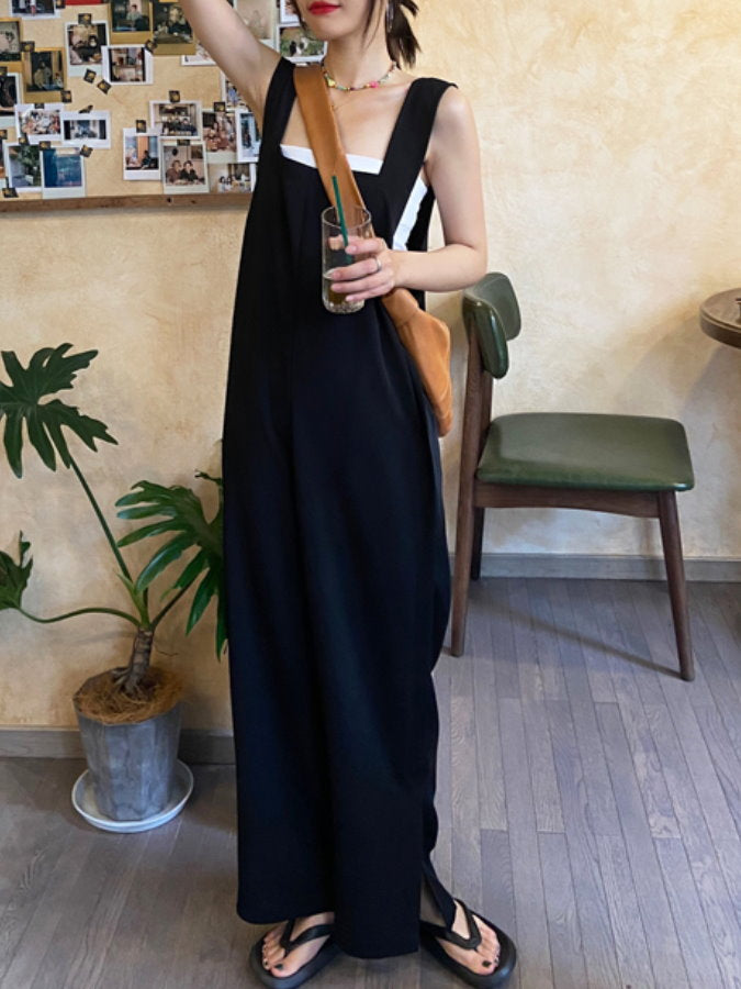 Hem Slit Salopette Overalls_HL3628