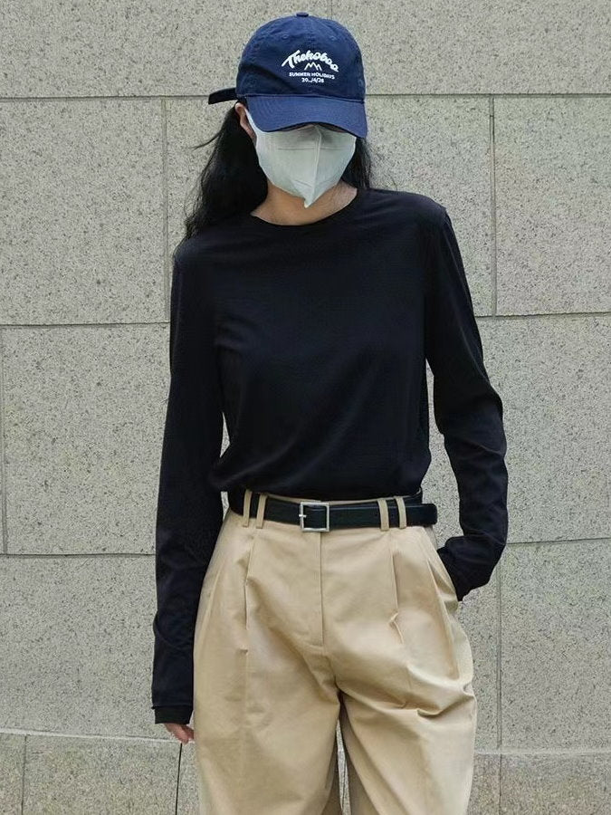 Raw Edge Shoulder Long T-shirt HL3979