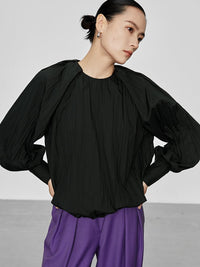 Raglan Sleeve Pleated Blouse HL3983