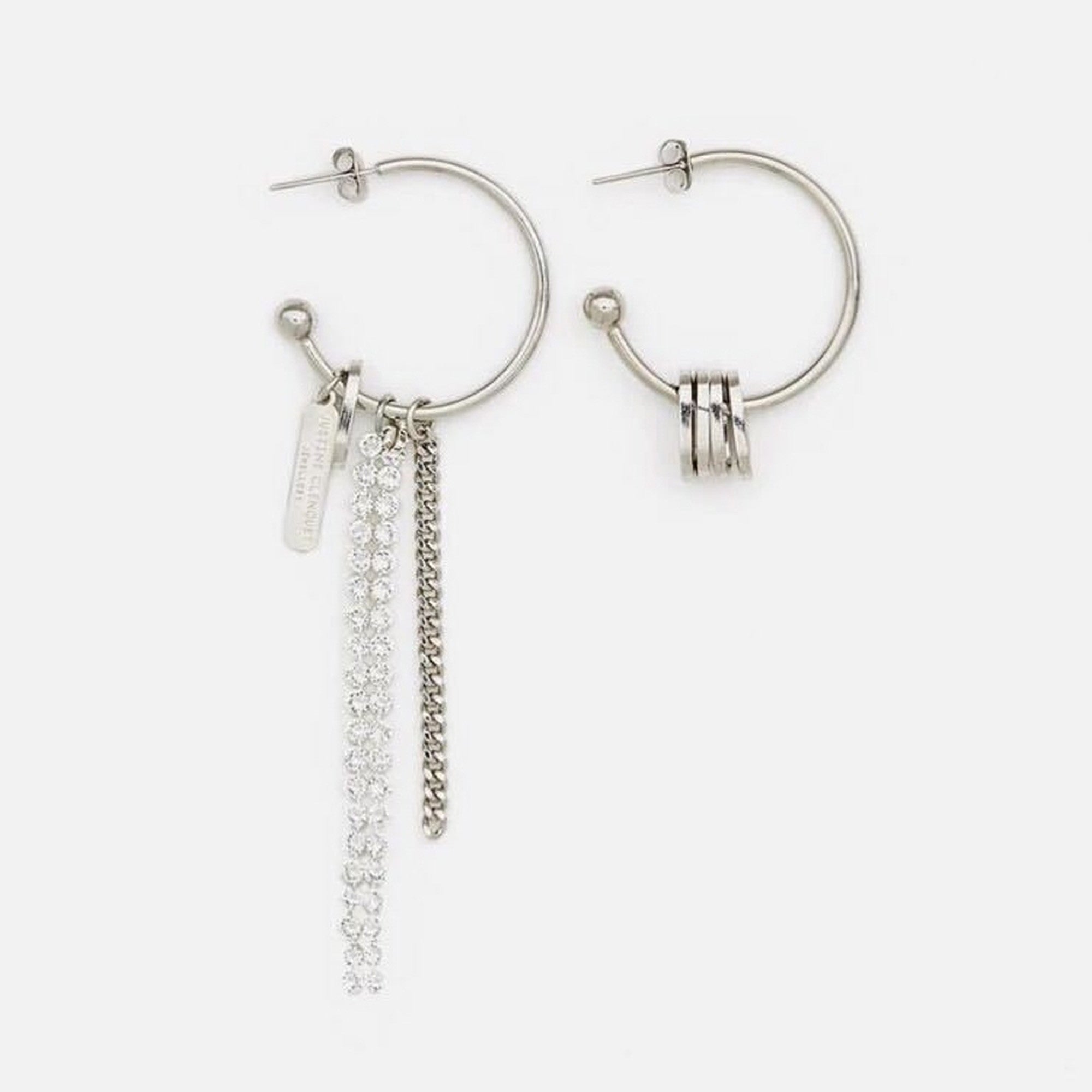 Tassel Chain Hoop Asymmetrical Earrings_5512