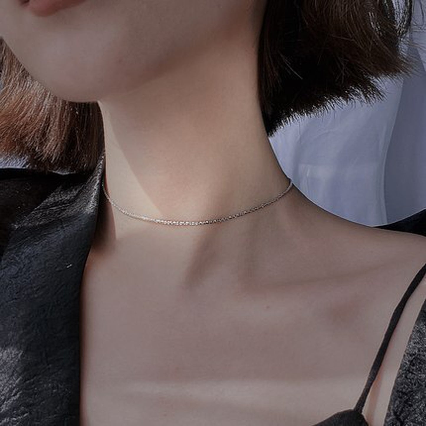 Simple silver necklace 5549