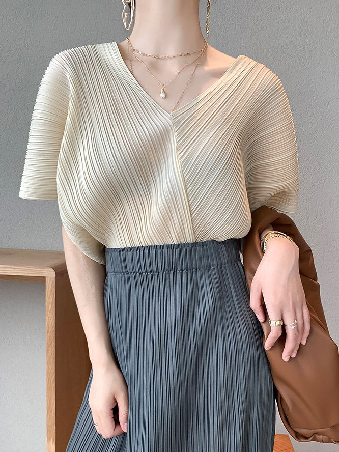 Sheer Pleated Chiffon Blouse 9101