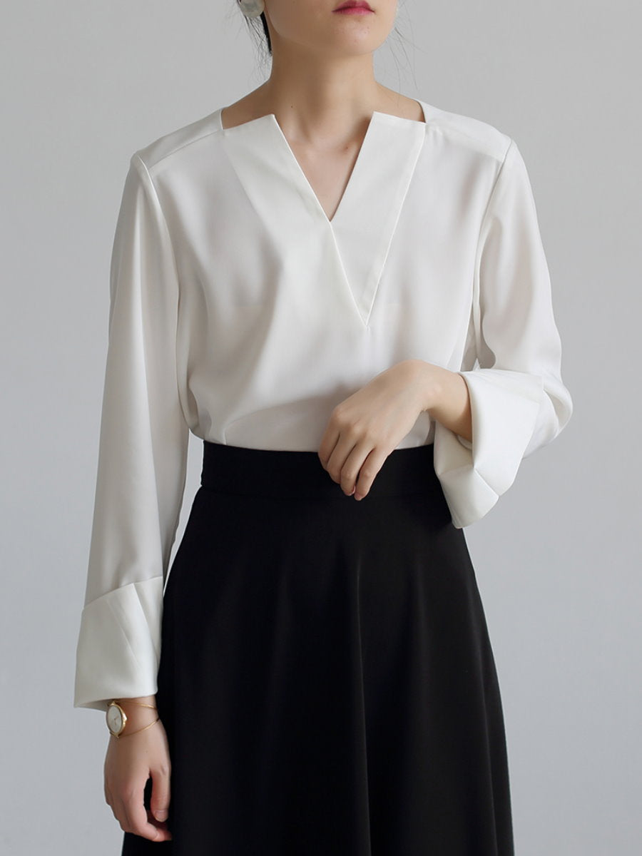 [Ready to ship] Deep V-Neck Classic Shirt LCHK/9005