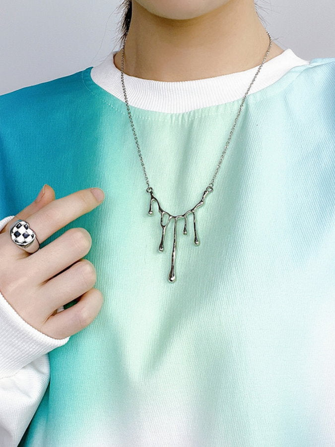 Water Drops Silver Necklace HL3481