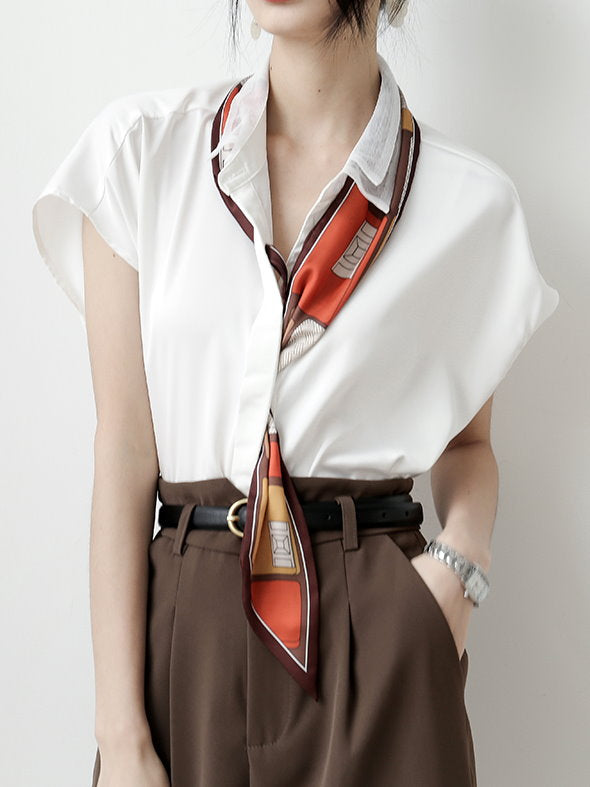 Narrow Scarf Chiffon Blouse 9118