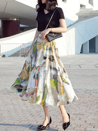 Art Pattern Chiffon Skirt_9211