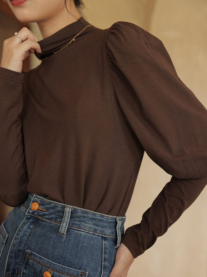 mock neck power shawl shirt 9417