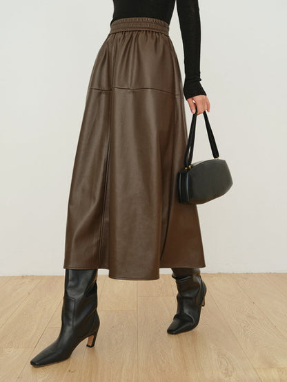 Eco-Leather Flared Skirt HL9634