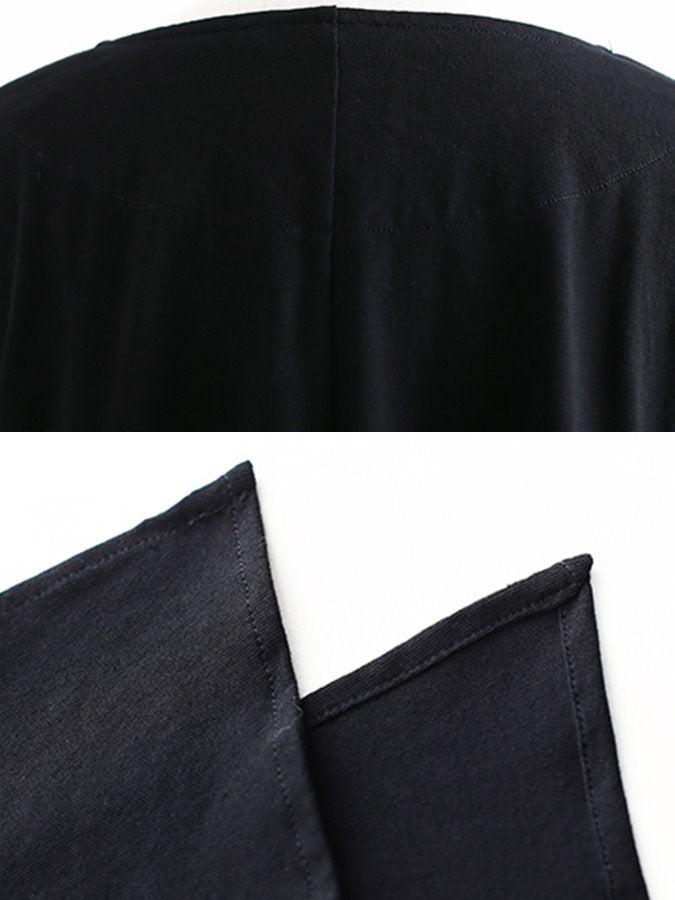 Irregular Hem Poncho V Neck T Shirt_HL3614