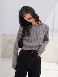 Wide Rib Short Pullover Knit HL4014