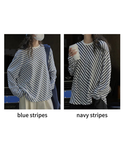 Diagonal Stripe Long T shirt_BDHL4397