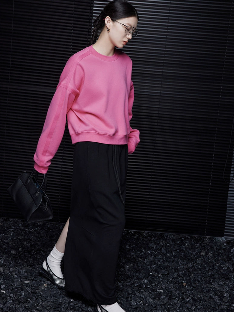 Moment Pink Loose Crewneck Sweatshirt_BDHL5050