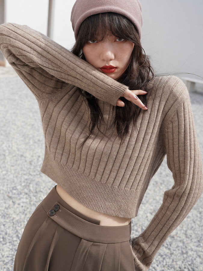 Wide Rib Short Pullover Knit HL4014