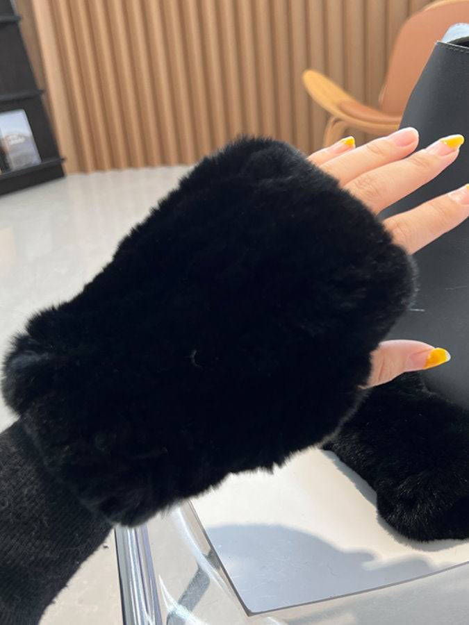 Fingerless Fur Gloves HL4062