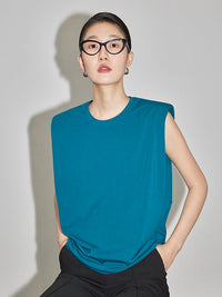 Power Shoulder Sleeveless Shirts_BDHL4371