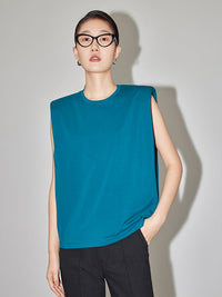 Power Shoulder Sleeveless Shirts_BDHL4371