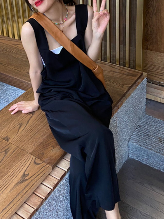 Hem Slit Salopette Overalls_HL3628