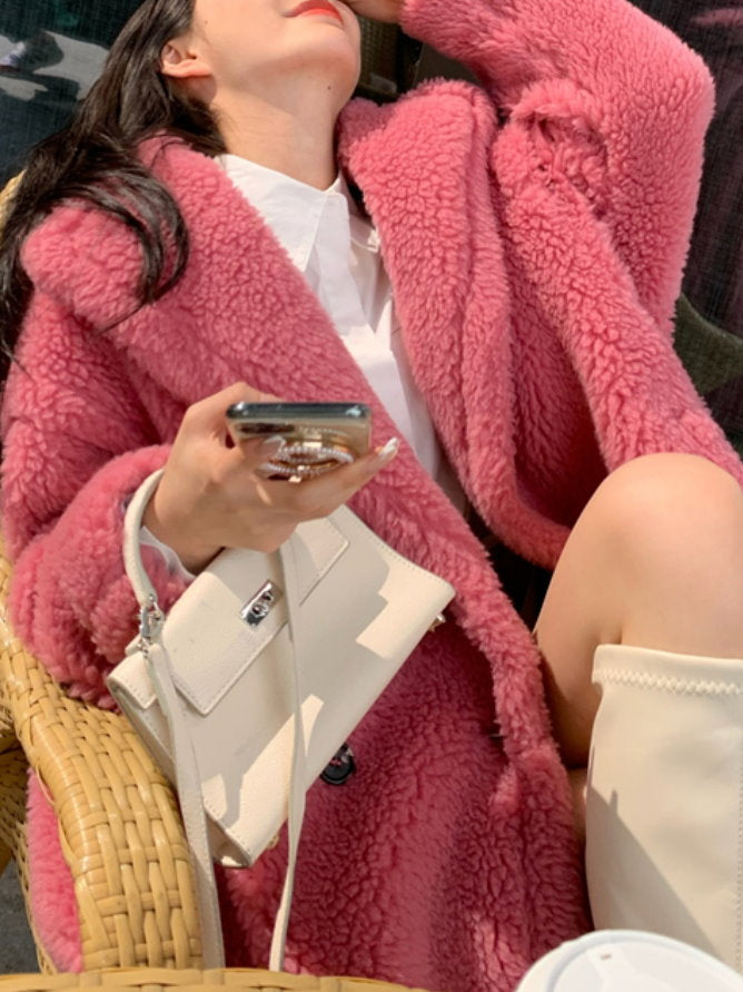 Lamb wool faux fur coat 9352