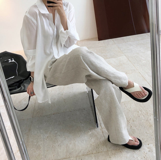 Casual linen lazy pants_5729