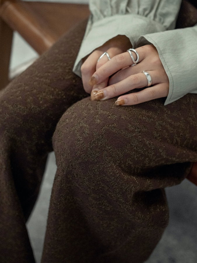 Jacquard Knit Straight Pants HL3908