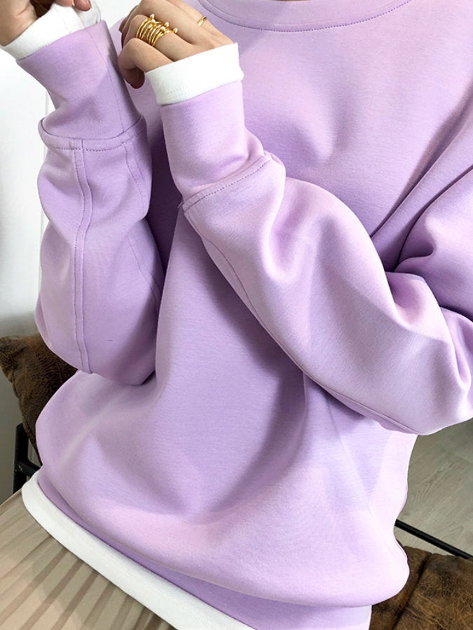 Drop Shoulder Sweatshirt Pullover_HL3913 - HELROUS