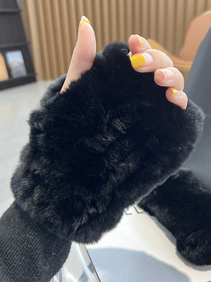 Fingerless Fur Gloves HL4062