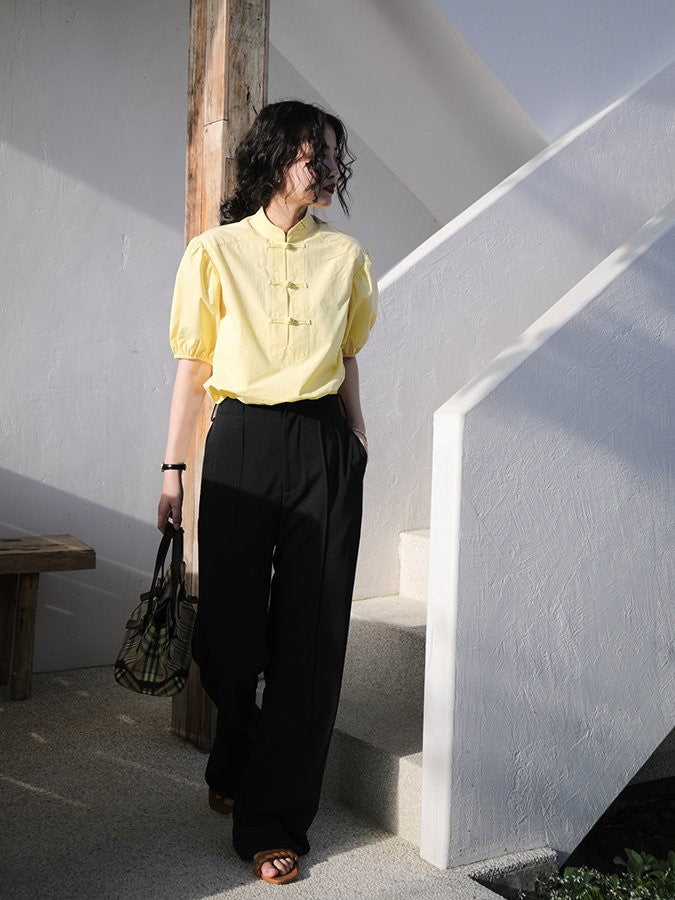 Waist Tucked Fabric Pants HL3921
