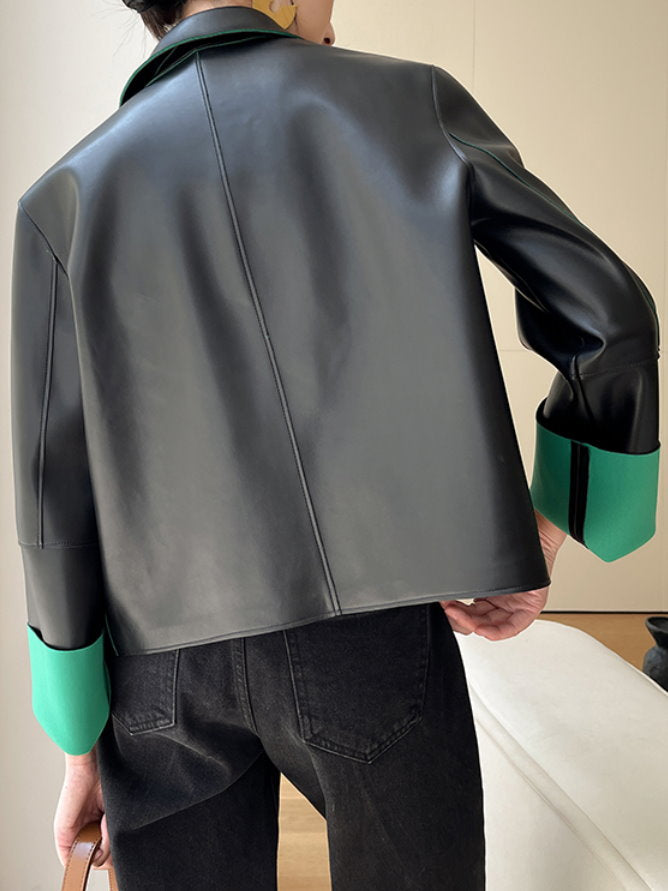 Vegan Leather Short Jacket 9393
