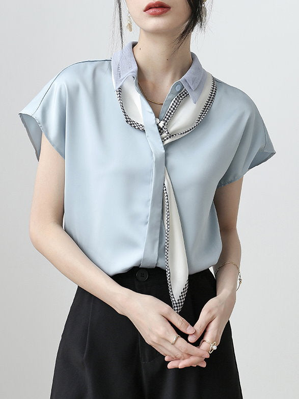 Narrow Scarf Chiffon Blouse 9118