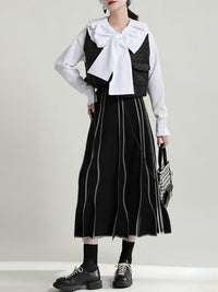 Wave Piping Pleated Skirt HL9727