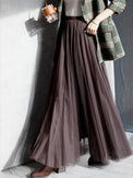 Tulle Sheer Long Flared Skirts_BDHL4349 - HELROUS