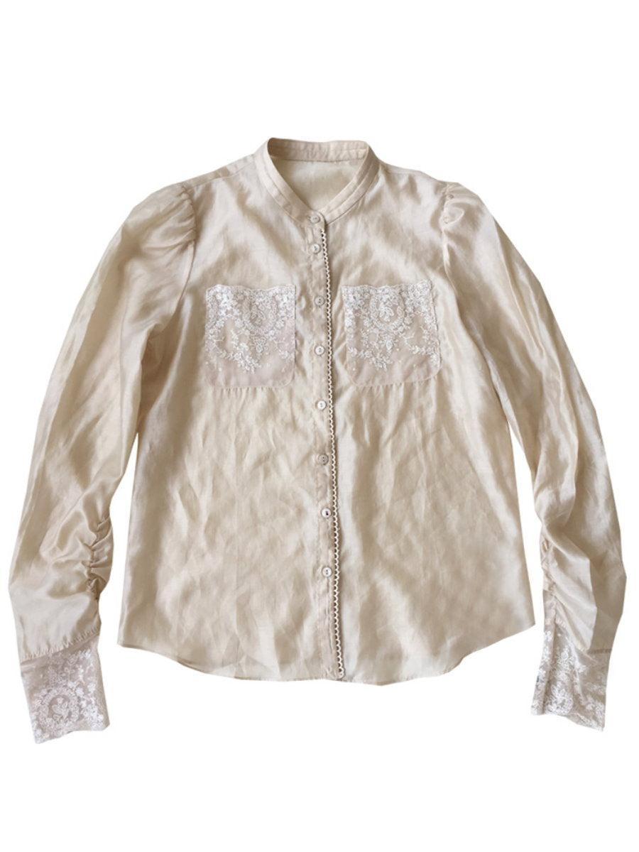 stand collar lace blouse 8910