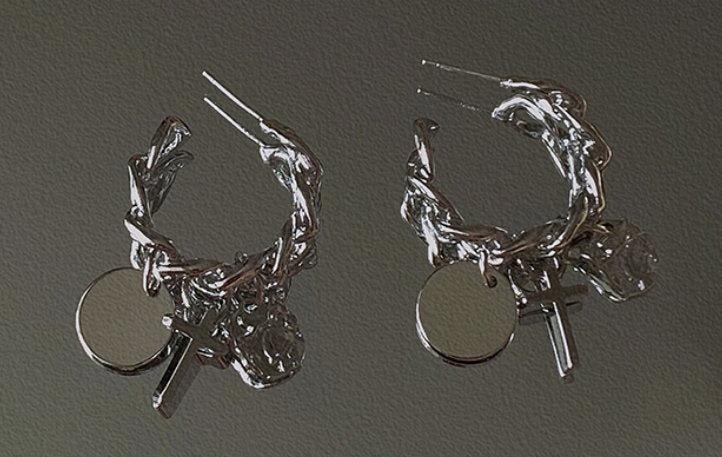 cross motif earrings 8931