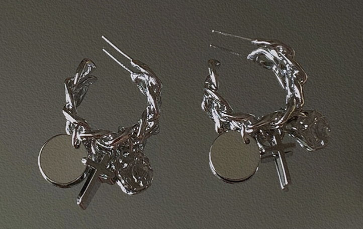 cross motif earrings 8931