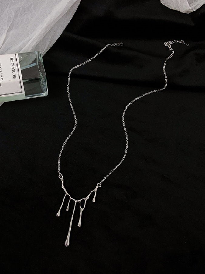 Water Drops Silver Necklace HL3481