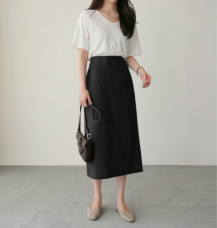 High Waist Natural Skirt 5704