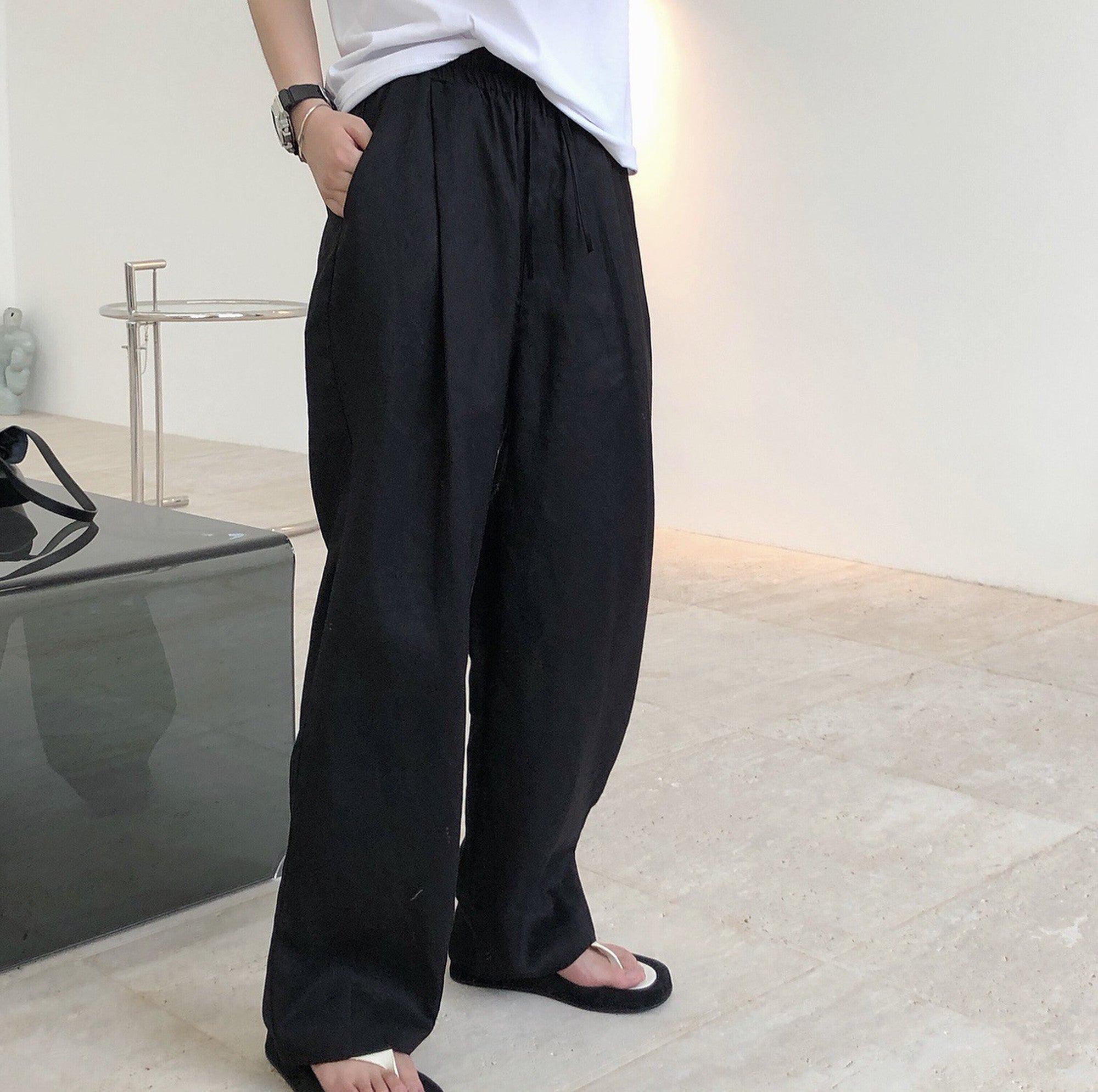 Casual linen lazy pants_5729