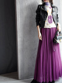 Tulle Sheer Long Flared Skirts_BDHL4349 - HELROUS