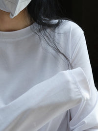 Raw Edge Shoulder Long T-shirt HL3979