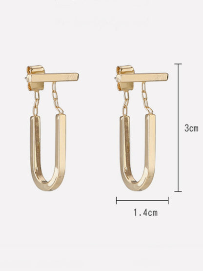Chain U Shape Gold Earrings HL3692