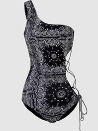 Paisley Pattern One Shoulder Swimwear HL3652