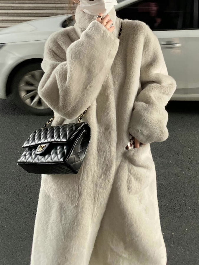 Stand Collar Fur Coat HL9593