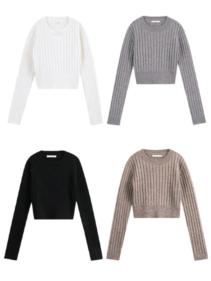 Wide Rib Short Pullover Knit HL4014