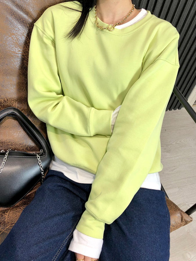 Drop Shoulder Sweatshirt Pullover_HL3913 - HELROUS